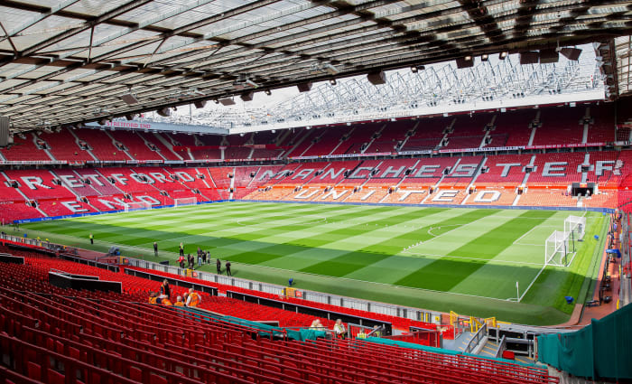A general view from inside Old Trafford before Manchester United's game against Norwich City in April 2022